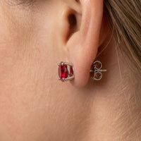 Timeless Round Cut Ruby And Diamond Stud Earrings With Four Prong Setting
