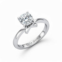White Gold Cushion Diamond Solitaire Engagement Ring With Modern Twist Shank