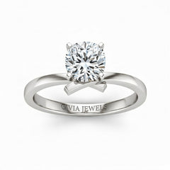 White Gold Cushion Diamond Solitaire Engagement Ring With Modern Twist Shank