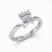 White Gold Heart Diamond Solitaire Engagement Ring With Modern Twist Shank