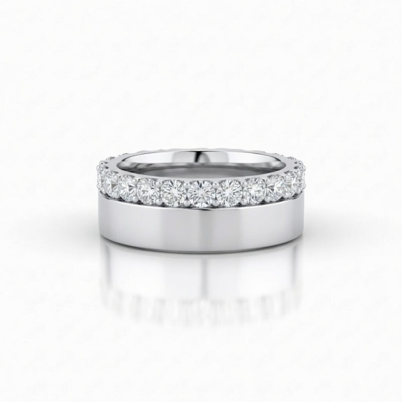 White Gold Eternity Diamond Wedding Band With Shared Prong Round Diamonds
