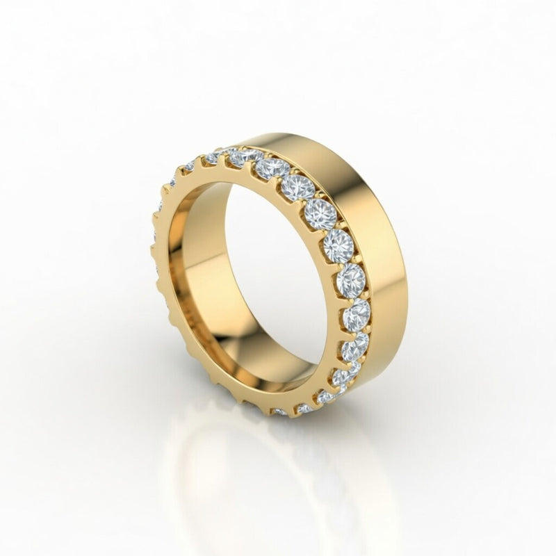 Yellow Gold Eternity Diamond Wedding Band With Shared Prong Round Diamonds