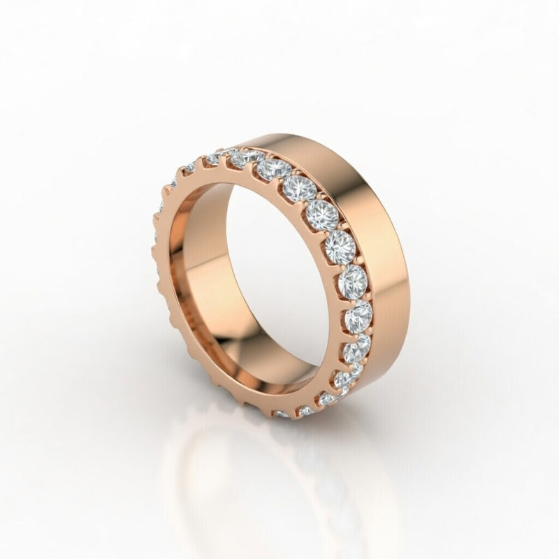 Rose Gold Eternity Diamond Wedding Band With Shared Prong Round Diamonds