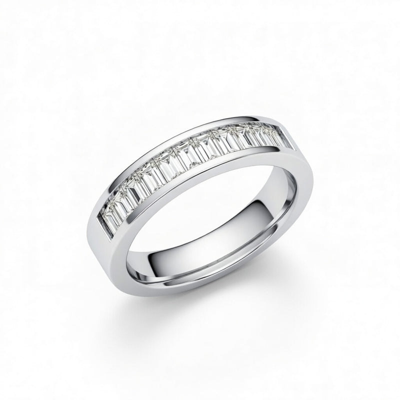 White Gold Baguette Diamond Channel Set Wedding Band