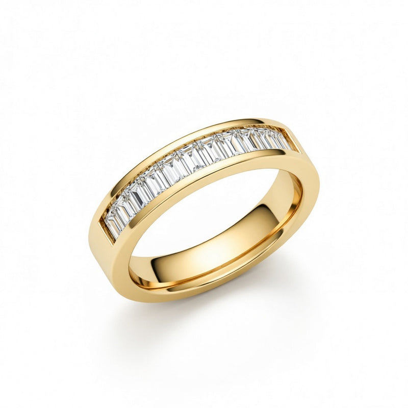 Yellow Gold Baguette Diamond Channel Set Wedding Band