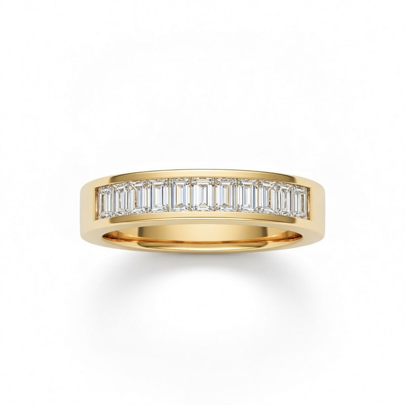 Yellow Gold Baguette Diamond Channel Set Wedding Band