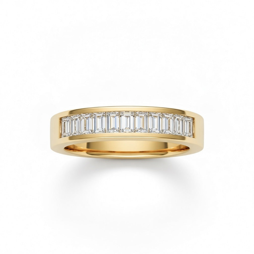 Yellow Gold Baguette Diamond Channel Set Wedding Band