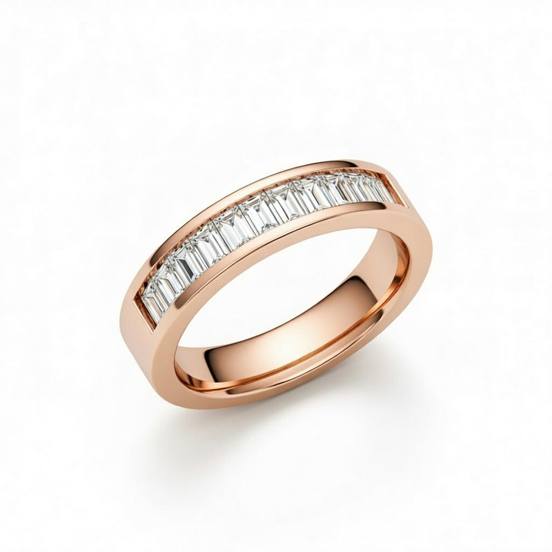 Rose Gold Baguette Diamond Channel Set Wedding Band