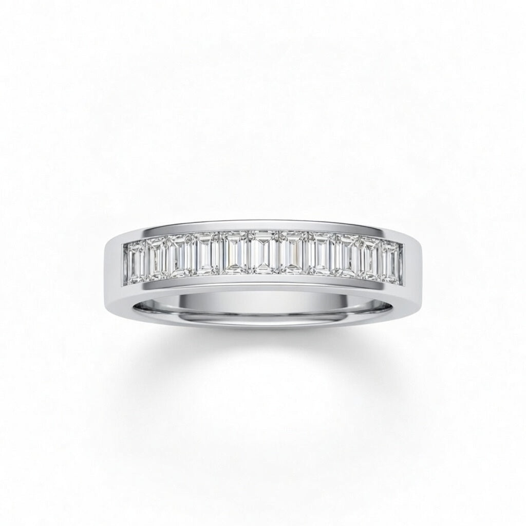 White Gold Baguette Diamond Channel Set Wedding Band