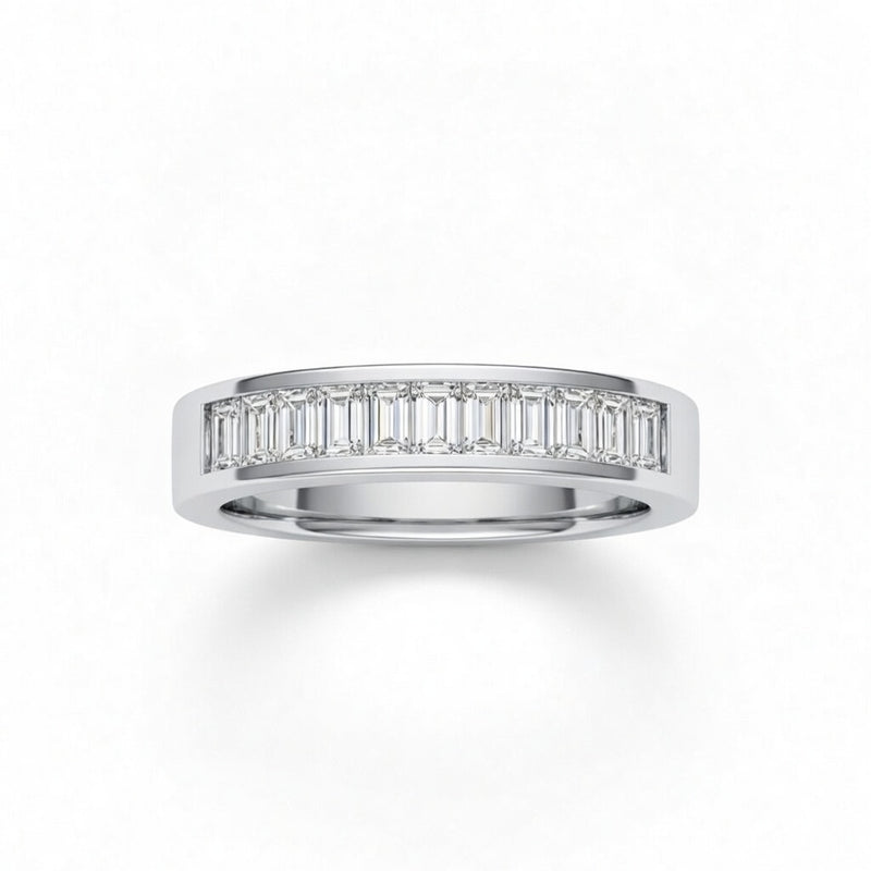Silver Baguette Diamond Channel Set Wedding Band