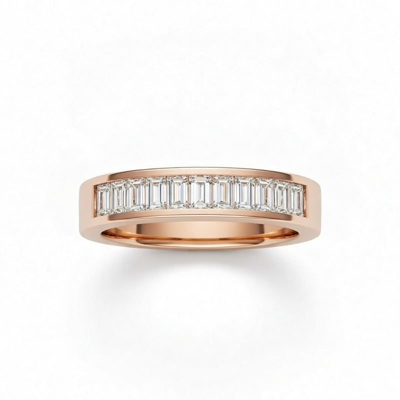 Rose Gold Baguette Diamond Channel Set Wedding Band