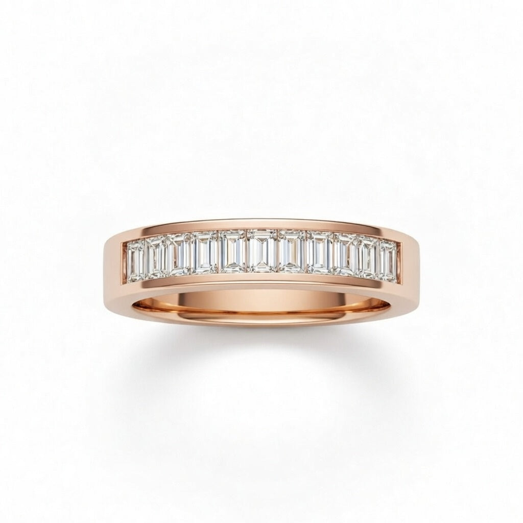 Rose Gold Baguette Diamond Channel Set Wedding Band
