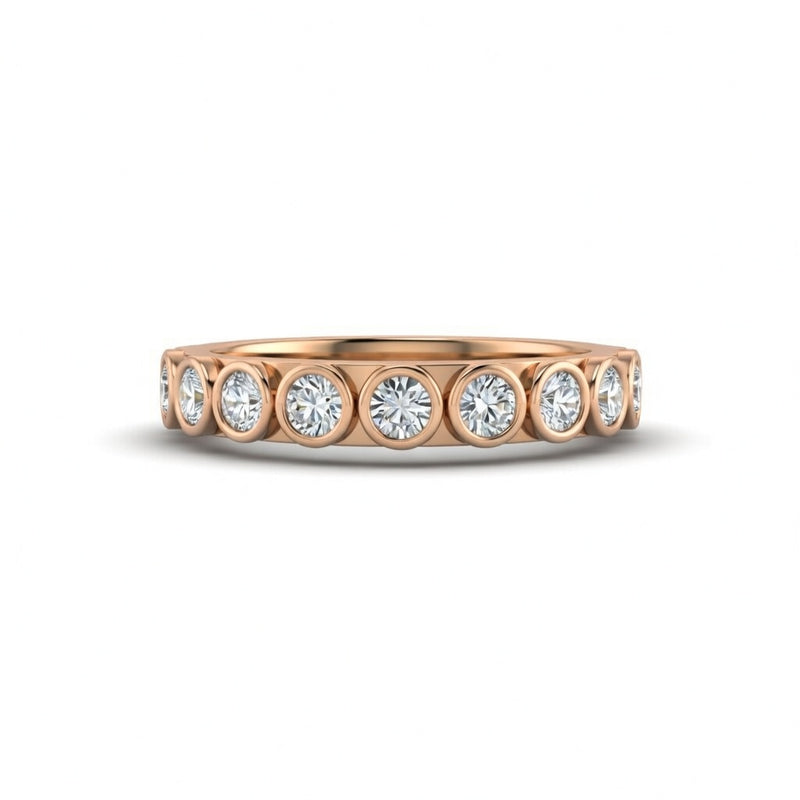 Rose Gold Bezel Set Round Diamond Eternity Wedding Band