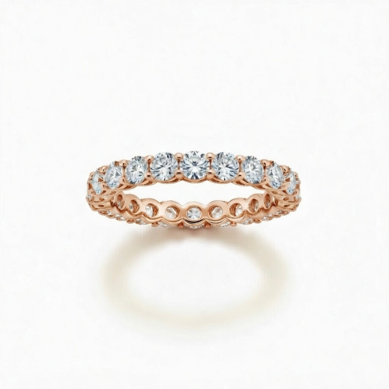 Rose Gold Shared Prong Round Diamond Eternity Wedding Band