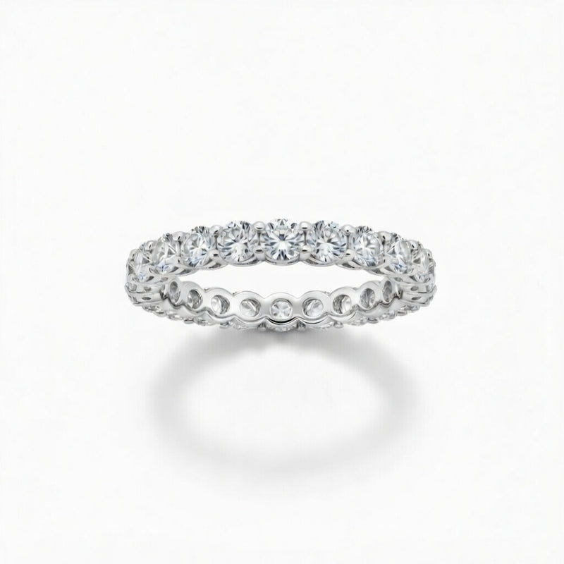 White Gold Shared Prong Round Diamond Eternity Wedding Band