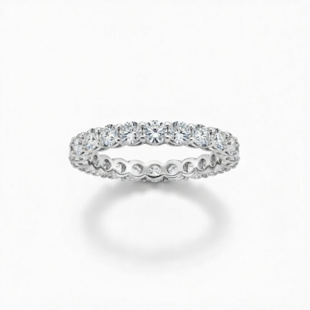 White Gold Shared Prong Round Diamond Eternity Wedding Band