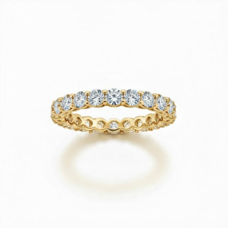 Yellow Gold Shared Prong Round Diamond Eternity Wedding Band