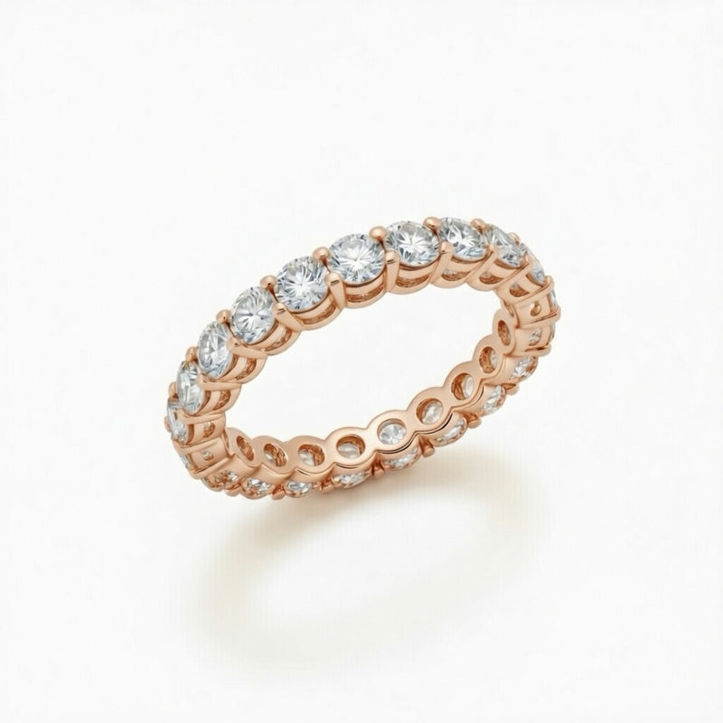 Rose Gold Shared Prong Round Diamond Eternity Wedding Band
