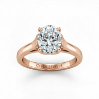 Rose Gold Oval Cut Solitaire Engagement Ring with Sleek Tapered Shank