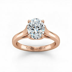 Rose Gold Oval Cut Solitaire Engagement Ring with Sleek Tapered Shank