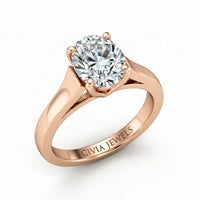 Rose Gold Oval Cut Solitaire Engagement Ring with Sleek Tapered Shank