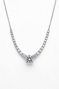 White Gold Round Brilliant Signature Graduated Diamond Necklace With Solitaire Center And Four-Prong Setting