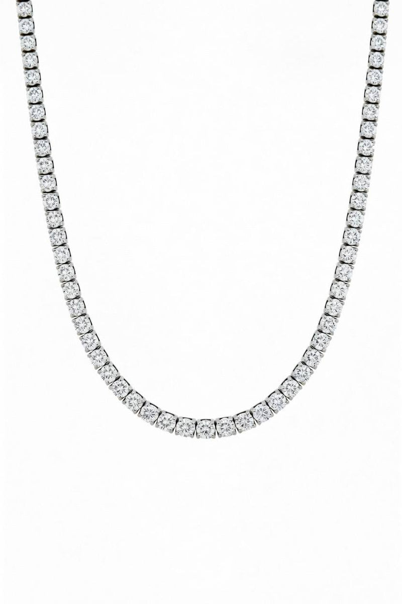 White Gold Round Brilliant Signature Diamond Tennis Necklace With Four-Prong Setting