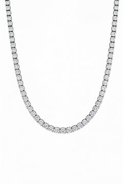 White Gold Round Brilliant Signature Diamond Tennis Necklace With Four-Prong Setting