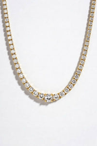Yellow Gold Round Brilliant Elite Graduated Diamond Necklace With Solitaire Center And Four-Prong Setting