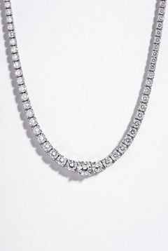 White Gold Round Brilliant Elite Graduated Diamond Necklace With Solitaire Center And Four-Prong Setting
