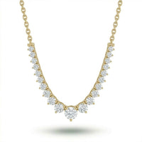 Yellow Gold Round Brilliant Royale Graduated Diamond Necklace With Solitaire Center And Prong Setting
