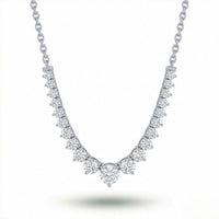White Gold Round Brilliant Royale Graduated Diamond Necklace With Solitaire Center And Prong Setting