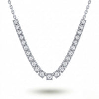 White Gold Round Brilliant Iconic Diamond Tennis Necklace With Square Bezel Setting