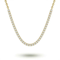 Yellow Gold Round Brilliant Essence Diamond Tennis Necklace With Prong Setting