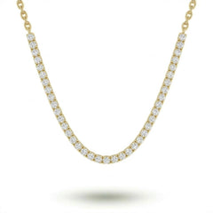 Yellow Gold Round Brilliant Essence Diamond Tennis Necklace With Prong Setting