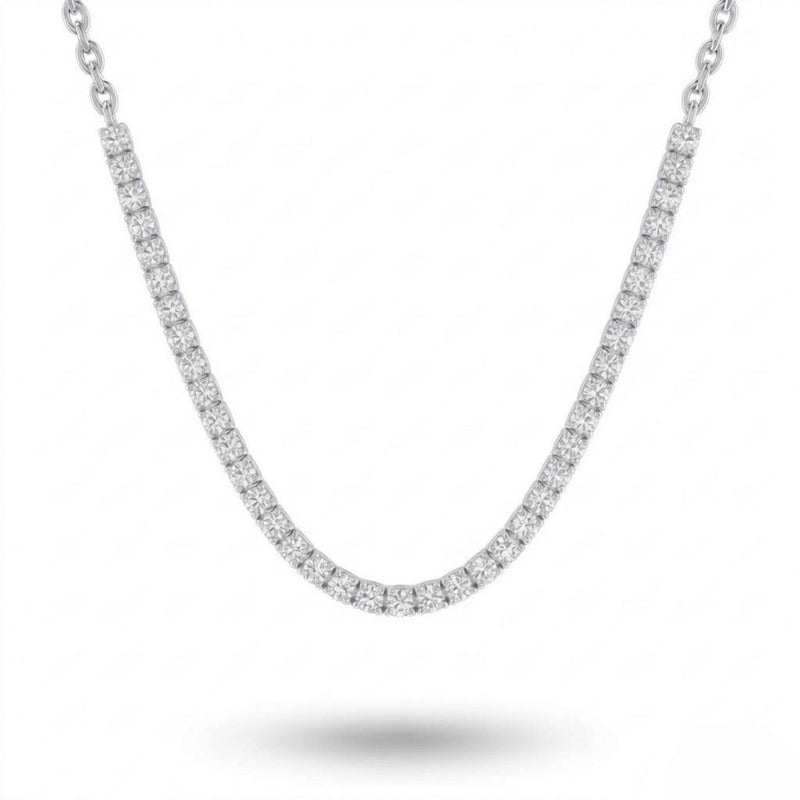 White Gold Round Brilliant Essence Diamond Tennis Necklace With Prong Setting