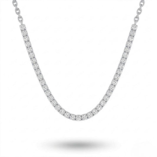 White Gold Round Brilliant Essence Diamond Tennis Necklace With Prong Setting