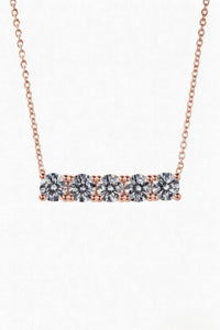Rose Gold Round Brilliant Luxe Diamond Bar Necklace With Shared Prong Setting