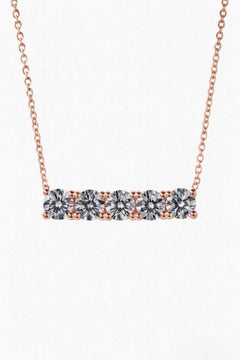 Rose Gold Round Brilliant Luxe Diamond Bar Necklace With Shared Prong Setting