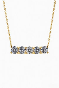 Yellow Gold Round Brilliant Luxe Diamond Bar Necklace With Shared Prong Setting