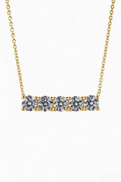 Yellow Gold Round Brilliant Luxe Diamond Bar Necklace With Shared Prong Setting