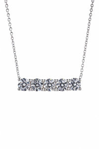 White Gold Round Brilliant Luxe Diamond Bar Necklace With Shared Prong Setting