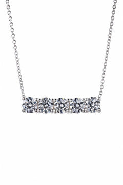 White Gold Round Brilliant Luxe Diamond Bar Necklace With Shared Prong Setting