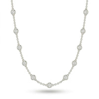 Silver Round Brilliant Aura Diamond Station Necklace With Bezel Setting