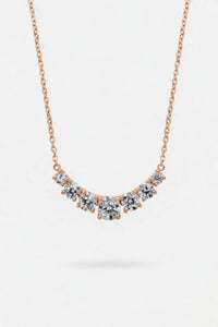 Rose Gold Round Brilliant Radiant Graduated Diamond Bar Necklace With Prong Setting