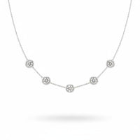 Silver Round Brilliant Celeste Diamond Station Necklace With Bezel Setting