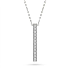 White Gold Round Brilliant Orion Diamond Vertical Bar Pendant Necklace With Prong Setting