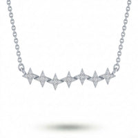 Silver Round Brilliant Astra Diamond Star Motif Bar Necklace With Pavé Setting