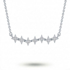 Silver Round Brilliant Astra Diamond Star Motif Bar Necklace With Pavé Setting