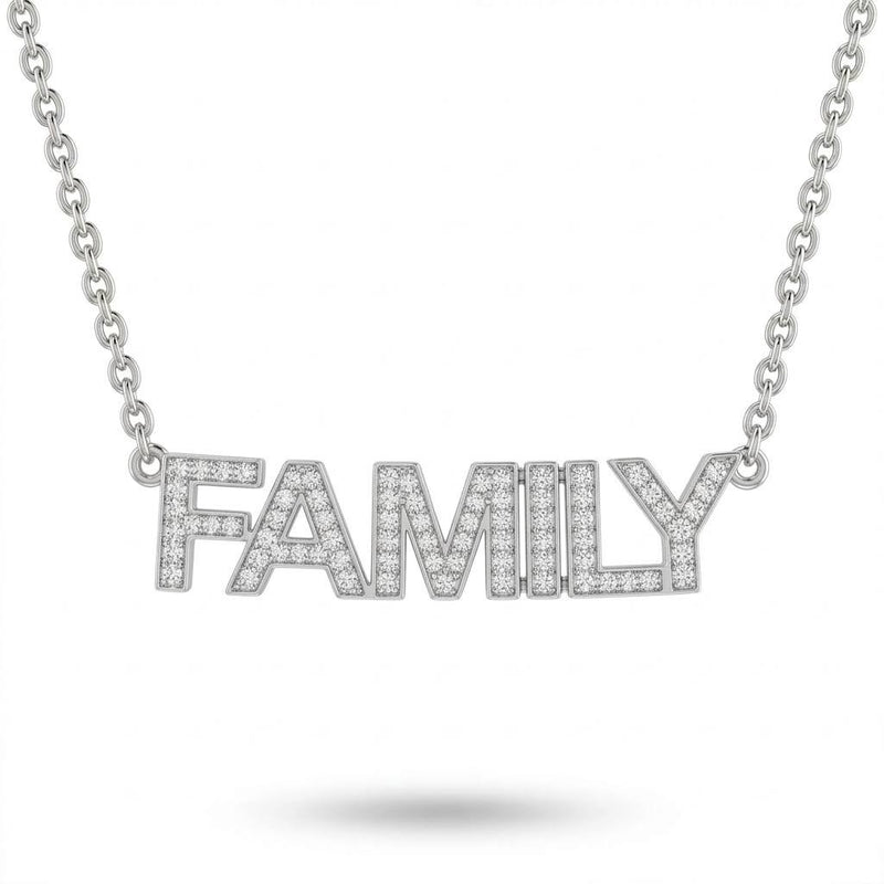 Silver Bold Identity Pavé Diamond Name Pendant Necklace